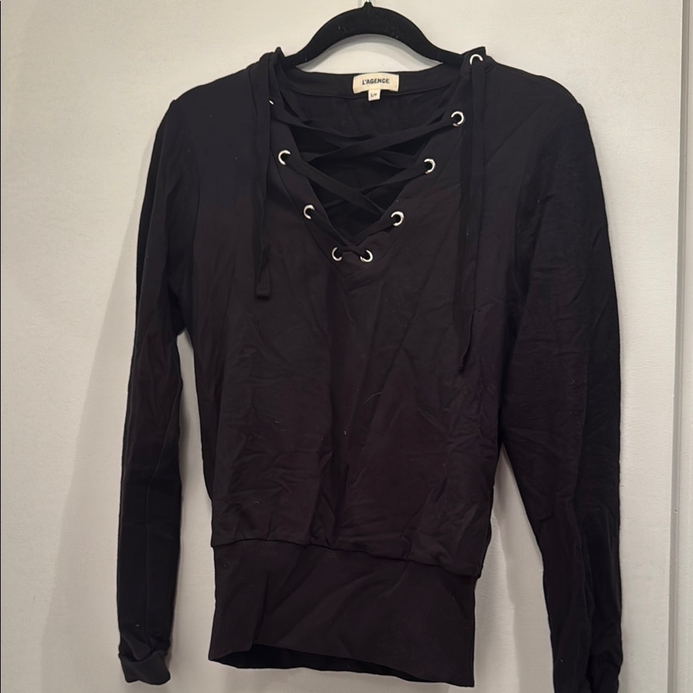 L’agence Black Lace-Up sweatshirt